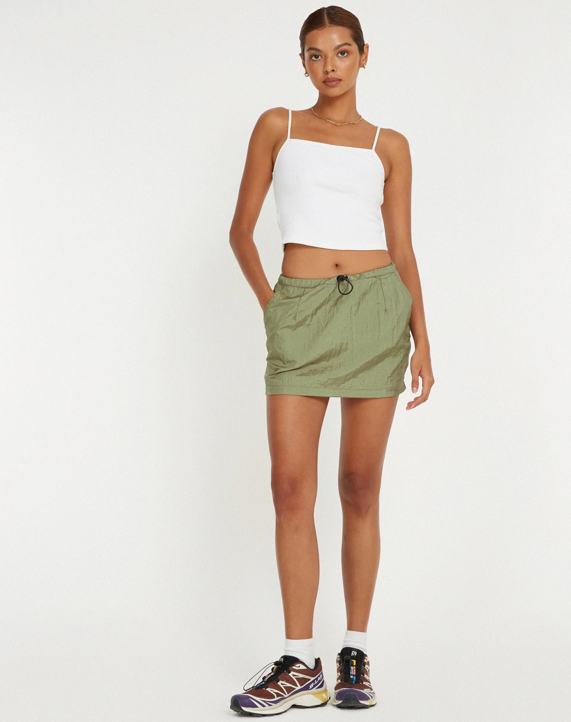 Xenpy Cargo Mini Skirt in Silver Green